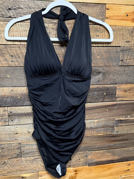 Victoria's Secret Other - NEW Victorias Secret Black Plunge Halter Ruched One Piece Swimsuit